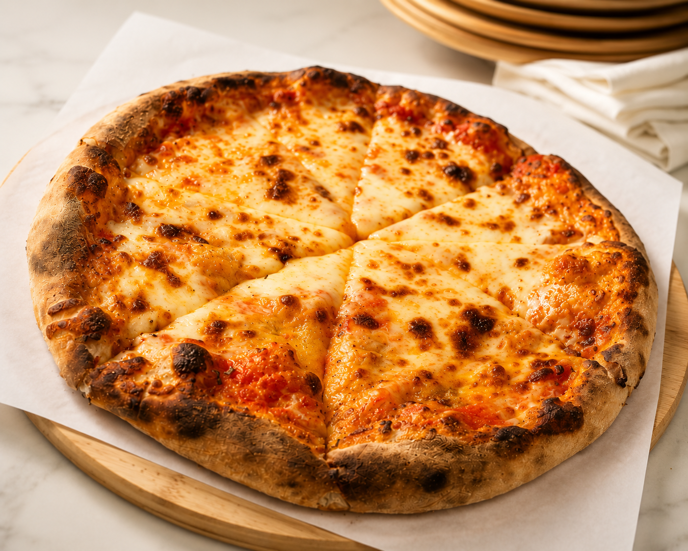 Freshly baked margherita pizza at December9
