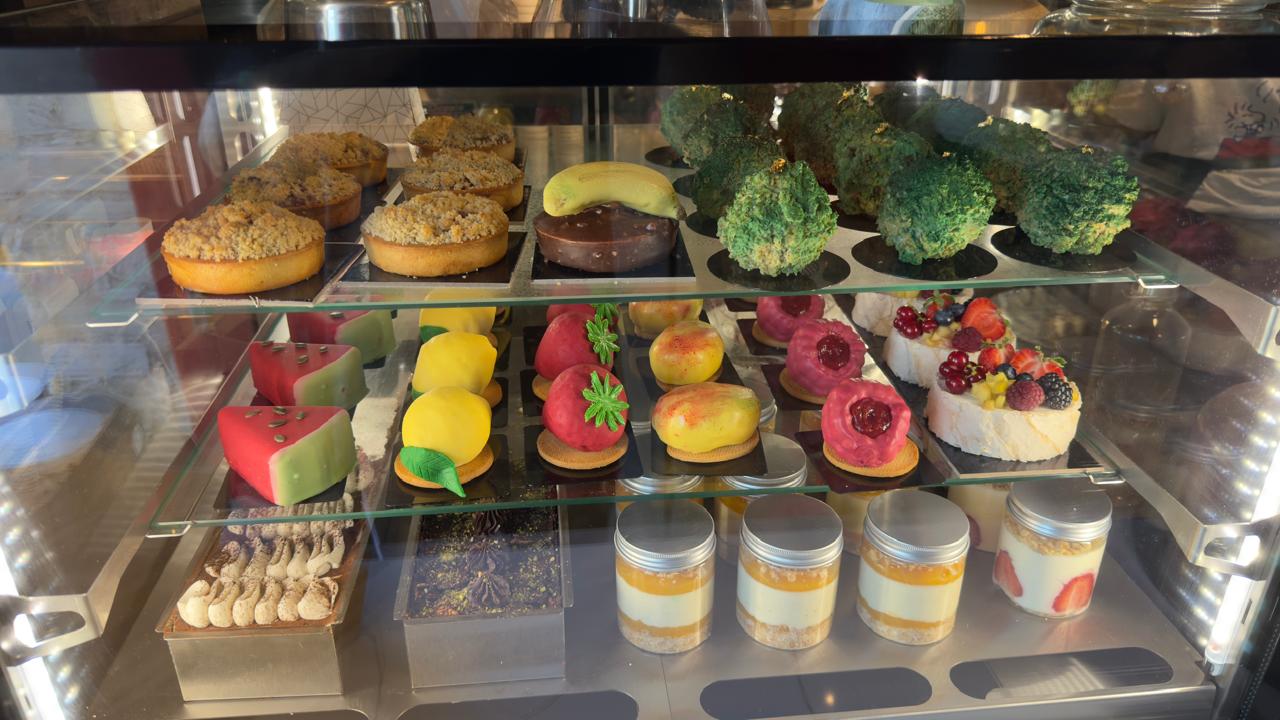 Handmade desserts in the display counter at December9